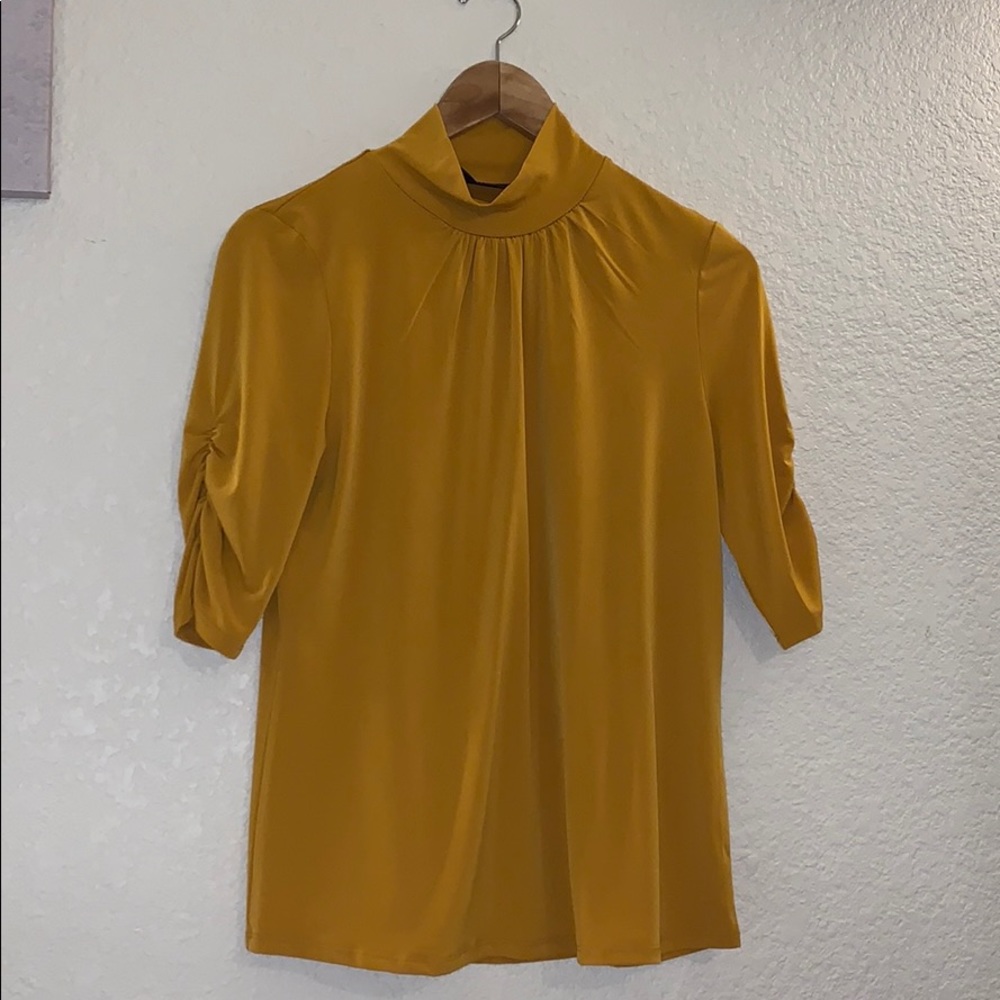 Mustard Mock Neck Fitted Top
